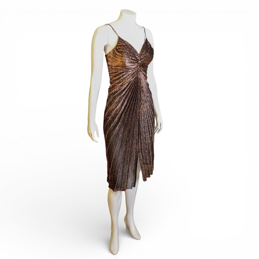 Frederick's Metallic Bronze, Lurex w/Accordion Pleats Sexy Bombshell Dress * M